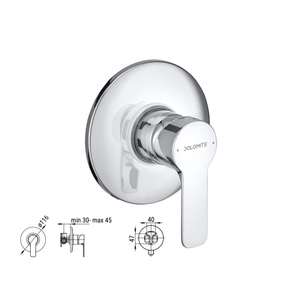 MISCELATORE DOCCIA INCASSO MONOCOMANDO CON PIASTRA ROTONDA DN 116 mm - CERAMICA DOLOMITE