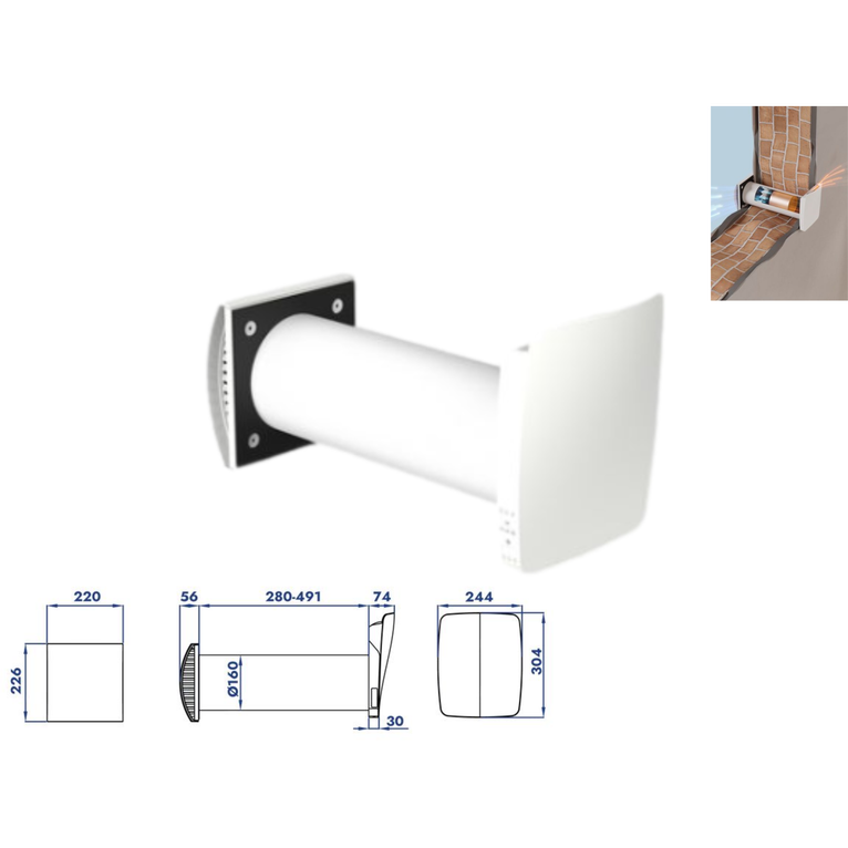 recuperatore di calore puntuale kers+ 50 - ideal clima