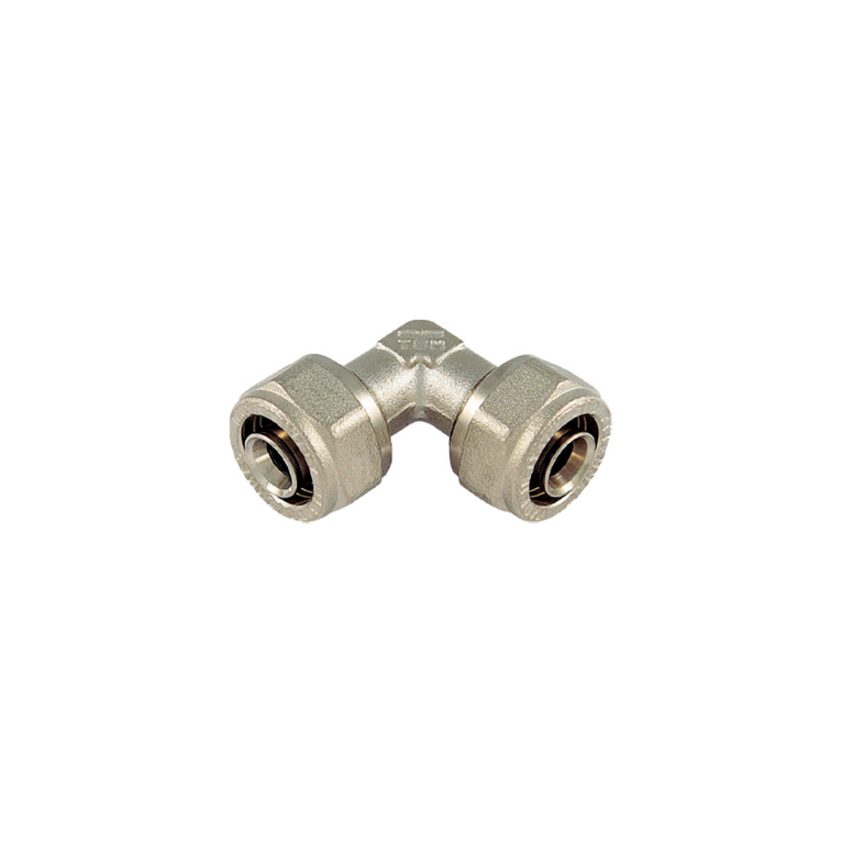 raccordo tiemme curvo doppio a stringere per tubo al-pex diametro32-32 spessore 3,0