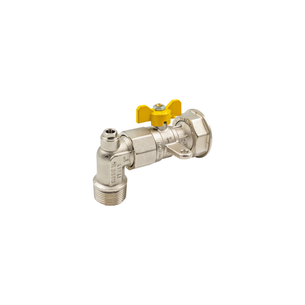 VALVOLA A SFERA TIEMME DIRITTA A PASSAGGIO TOTALE CON ATTACCHI MASCHIO SU CURVA FEMMINA GIREVOLE A 360° POST CONTATORE GAS CON PRESA DI PRESSIONE diametro 3/4
