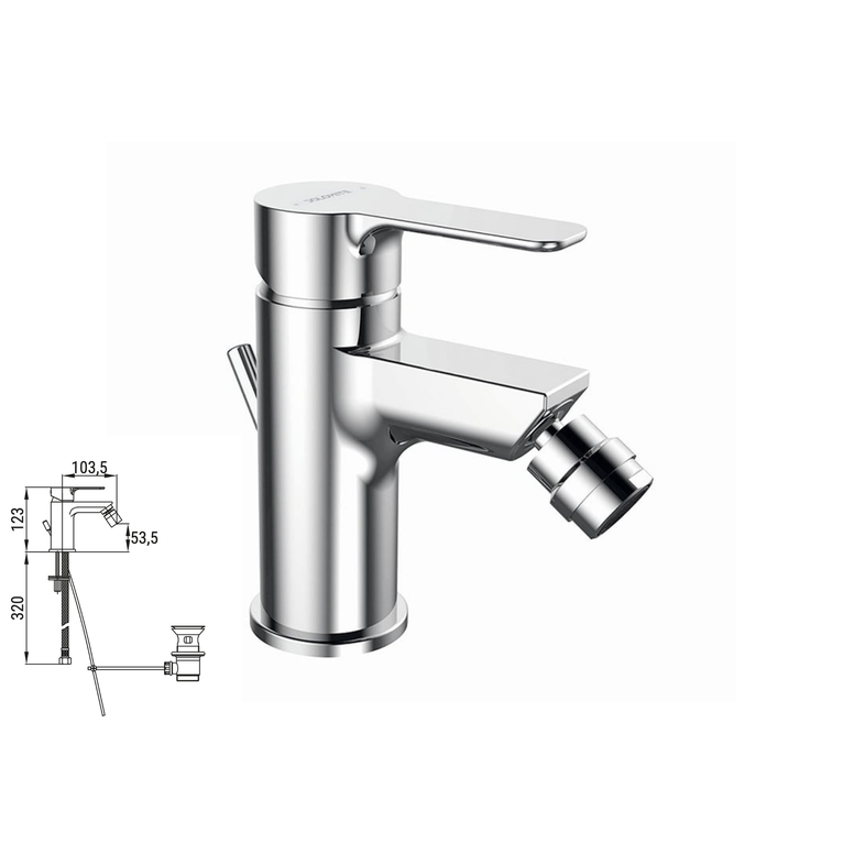 miscelatore ceramica dolomite bidet 35 mm con piletta e flessibili