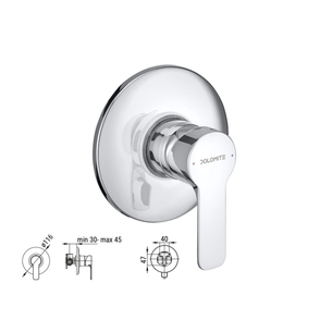 MISCELATORE DOCCIA INCASSO MONOCOMANDO CON PIASTRA ROTONDA DN 116 mm - CERAMICA DOLOMITE