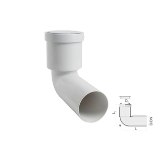 CURVA BIANCA WC PROLUNGATA DN 110 - 90°