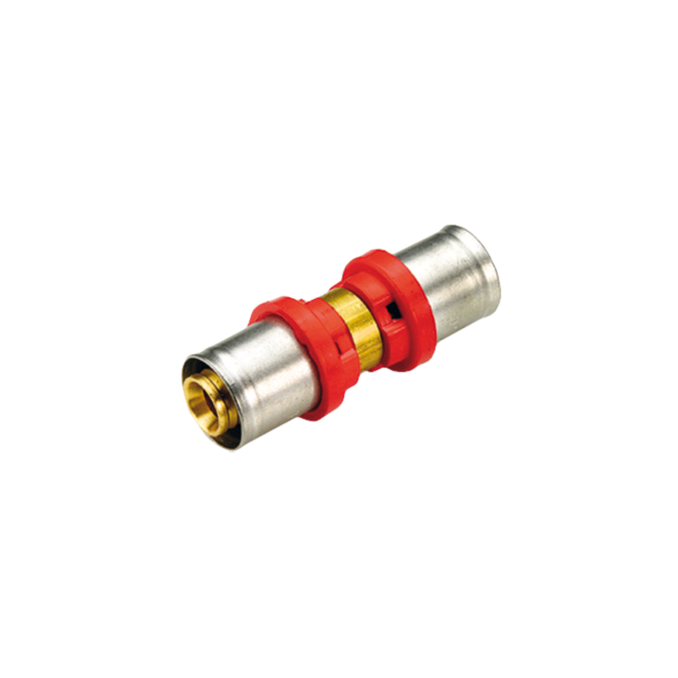 raccordo tiemme diritto doppio a pressare per tubo multistrato diametro 16x16