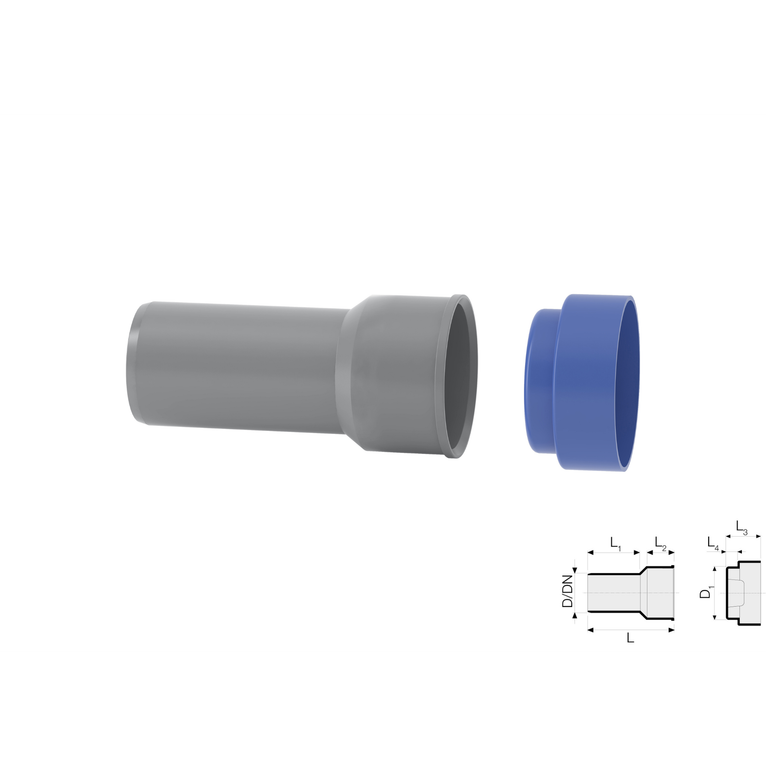 raccordo dritto con tappo dn 40/46