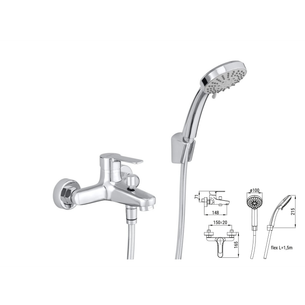 MISCELATORE ESTERNO VASCA/DOCCIA CON KIT DOCCINO 5 FUNZIONI E SUPPORTO A MURO - CERAMICA DOLOMITE