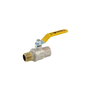 VALVOLA A SFERA TIEMME URAGANO PER GAS A PASSAGGIO TOTALE MASCHIO-FEMMINA CON LEVA PIATTA PLASTIFICATA GIALLA diametro 3/4