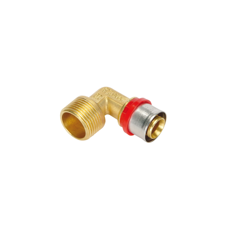 raccordo tiemme curvo maschio a pressare per tubo multistrato diametro 16x1/2 