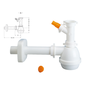SIFONE LAVELLO MONOVASCA TIPO M Ø40 mm (1½”) BIANCO SENZA PILETTA 