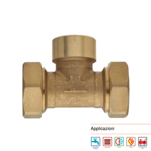 RACCORDO A T FILETTATO FEMMINA CENTRALE 14 x 1/2 x 14 A STRINGERE PER TUBO IN RAME  - FRABO
