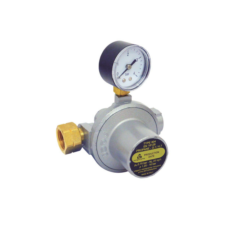 regolatore alta pressione gpl primo stadio 25 kg/h ferrari ( p.e. 1.25 - 16 bar) con manometro