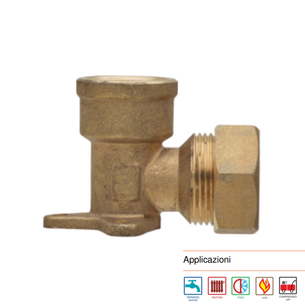 GOMITO FLANGIATO FRABO 16 x 1/2 FEMMINA IN OTTONE PER TUBI IN RAME