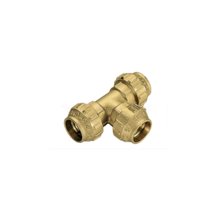 TIEMME RACCORDO TEE A COMPRESSIONE COBRARING CON TENUTA O-RING ED OGIVA IN OTTONE PER TUBO PE-PEHD Pex 20 x 20 x 20 PN30