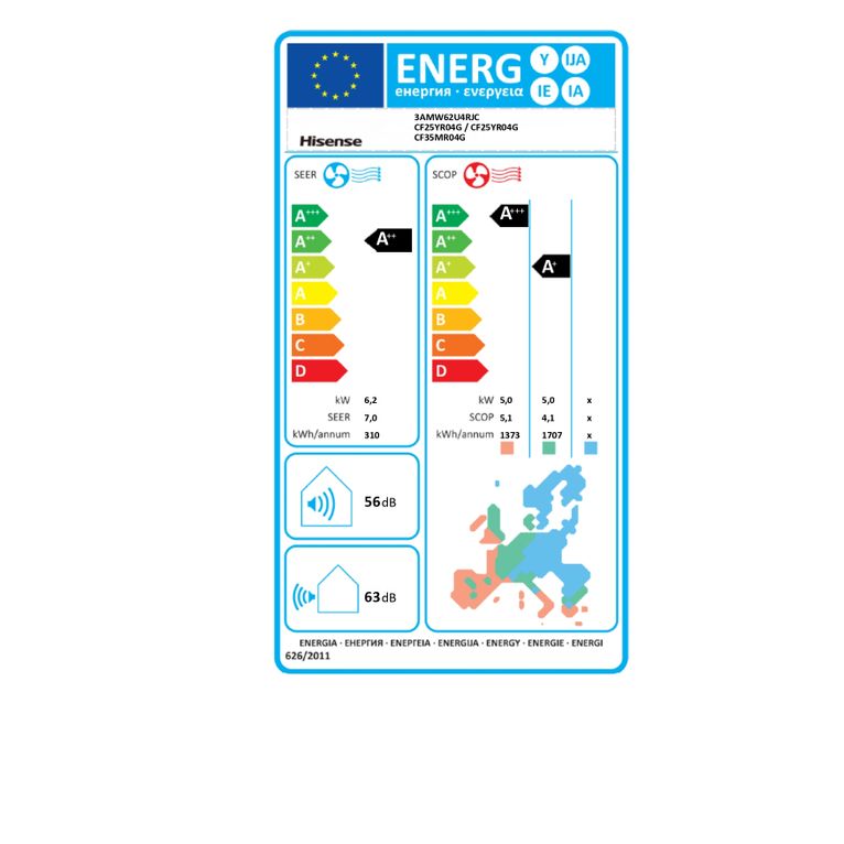 condizionatore hisense trial split 9000+9000+12000 hi-comfort 6.2kw wi-fi
