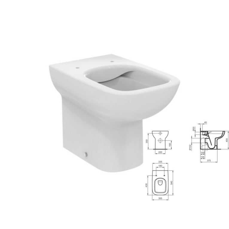 vaso a terra filo parete ideal standard serie i.life - bianco lucido (senza sedile)