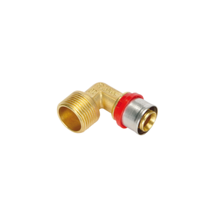 RACCORDO TIEMME CURVO MASCHIO A PRESSARE PER TUBO MULTISTRATO diametro 16x1/2 