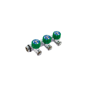 COLLETTORE TIEMME CON RUBINETTO D' ARRESTO MAXIMA CORNER INTERASSE 50 MM 4 VIE 3/4x3/4 diametro 18