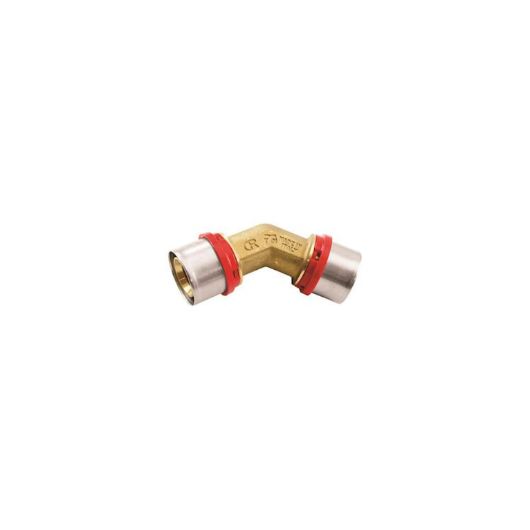 raccordo tiemme curvo 45° a press tubo al-pex diametro  40 x 3,5