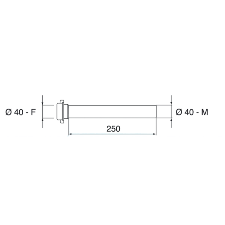 prolunga jolly lira diritta per scarichi ø 40x250 mm - 1" 1/2 bianca