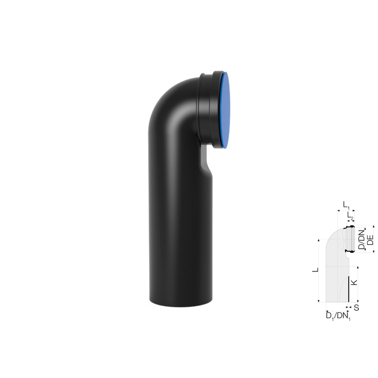 valsir curva wc vaso sospeso hdpe diametro 110 a saldare