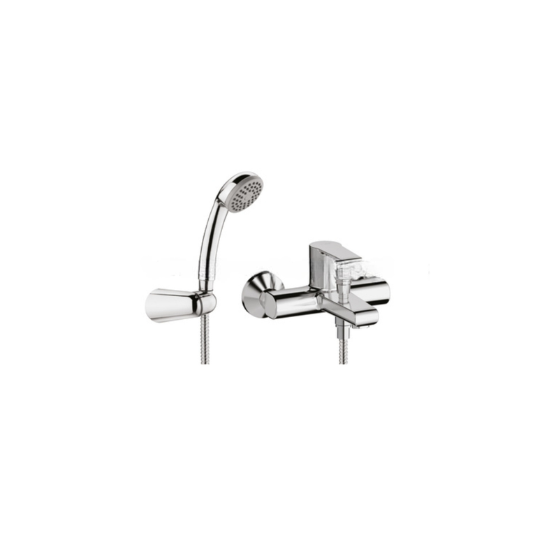 miscelatore vasca esterno monocomando con set doccia, flessibile 150 cm e supporto