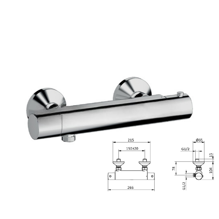 miscelatore termostatico doccia esterno tiemme t101f - senza accessori