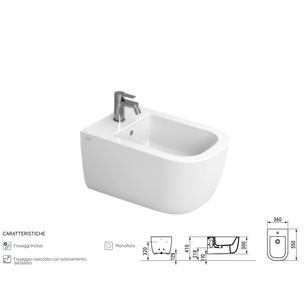 BIDET SOSPESO SERIE MIRTO 36x55 cm - CERAMICA DOLOMITE