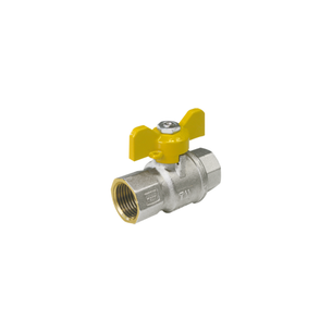 VALVOLA A SFERA TIEMME URAGANO PER GAS A PASSAGGIO TOTALE FEMMINA-FEMMINA CON LEVA FARFALLA GIALLA diametro 1