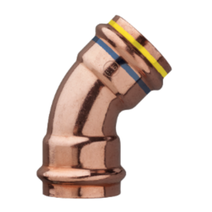 FRABO CURVA 45 GRADI 28 mm FEMMINA / FEMMINA A PRESSARE IN RAME