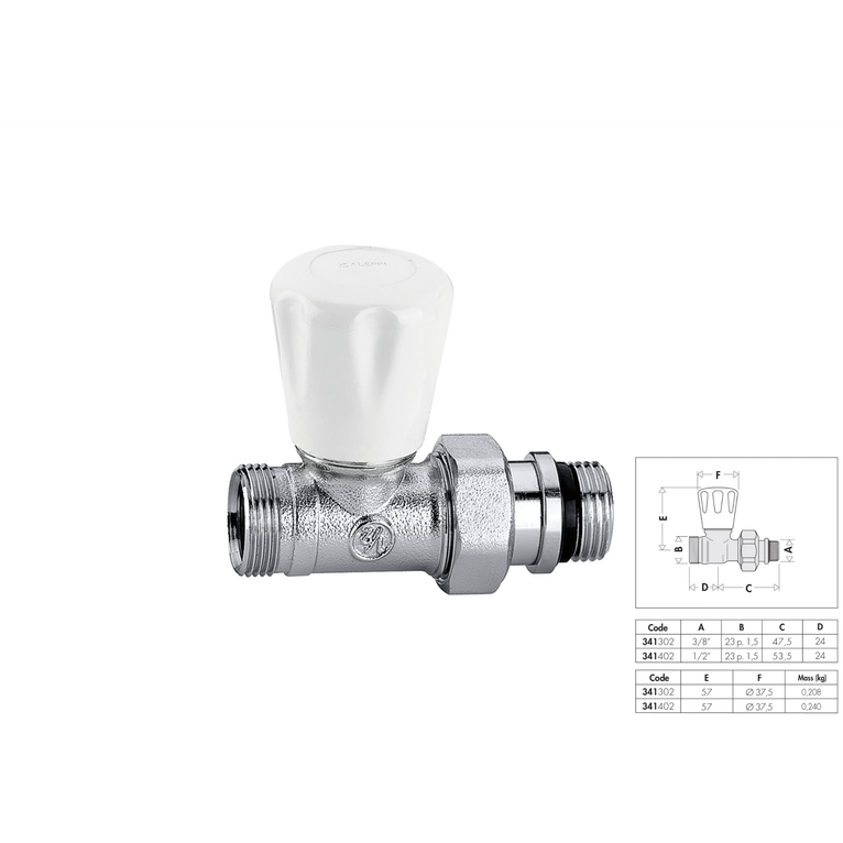 valvola termosifone 3/8 m per rame