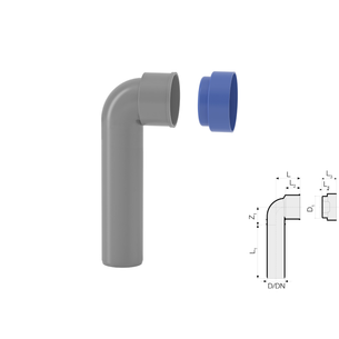 CURVA TECNICA PROLUNGATA DN 40/46 +TAPPO