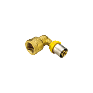 RACCORDO TIEMME CURVO A PRESSARE PER GAS DIAMETRO 16 x 1/2" FEMMINA