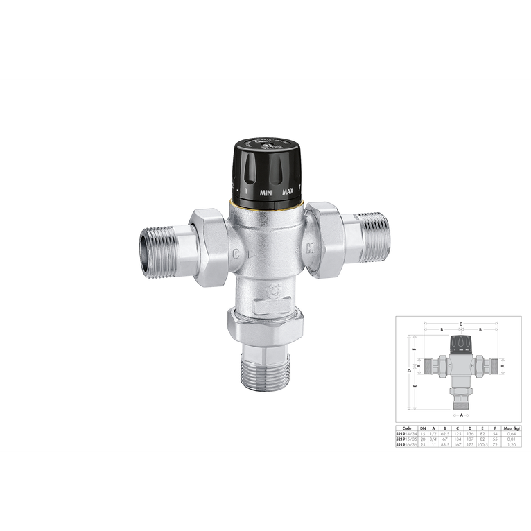 miscelatore termostatico 1 senza ritegno