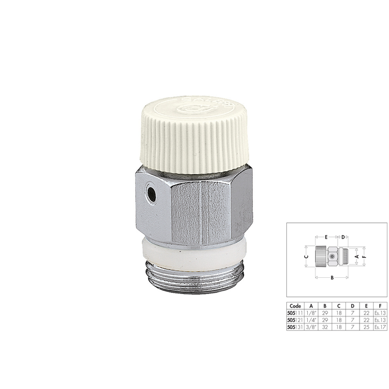 valvola di sfogo aria 1/4 bianco - ptfe