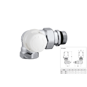VALVOLA TERMOSTATICA DOPPIA SQUADRA 3/8 PER TUBI IN FERRO VER. SINISTRA