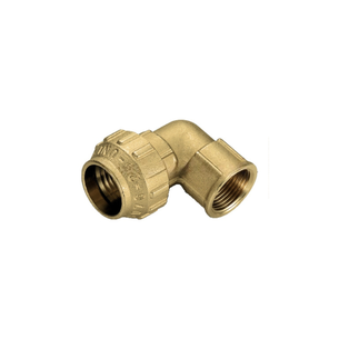 TIEMME RACCORDO CURVO A COMPRESSIONE COBRARING CON TENUTA O-RING ED OGIVA IN OTTONE PER TUBO PE-PEHD Pex 32 x 1" FEMMINA PN30