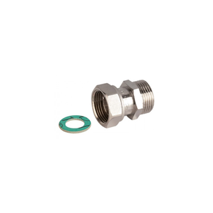 RACCORDO TIEMME DIRITTO MASCHIO-FEMMINA NICHELATO CON GIRELLO E GUARNIZIONE PIANA diametro 1/2 X 1/2