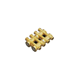 COLLETTORE COMPLANARE TIEMME IN OTTONE INTERASSE 36 MM  1 2+2 VIE 1/2 diametro 16