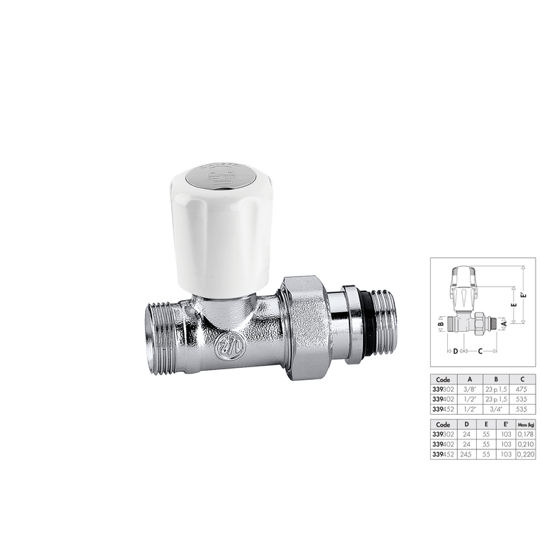 valvola dritta termostatizzabile 1/2 m