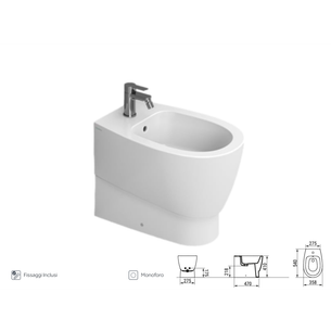 BIDET CERAMICA DOLOMITE SERIE DEMY  36X54 BIANCO