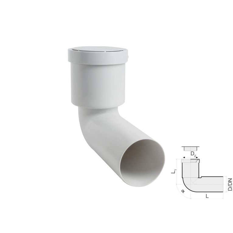 curva bianca wc prolungata dn 110 - 90°