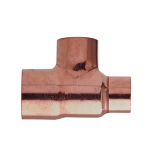 FRABO RACCORDO A T RIDOTTO LATERALE 22x22x18 F/F/F A SALDARE IN RAME