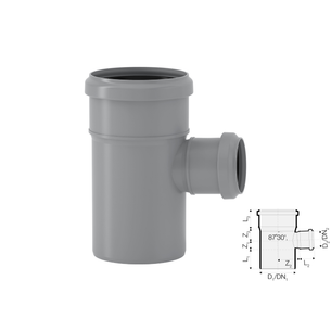 VALSIR BRAGA RIDOTTA A INNESTO PP HTEA DN 110/40 - 87° 30'