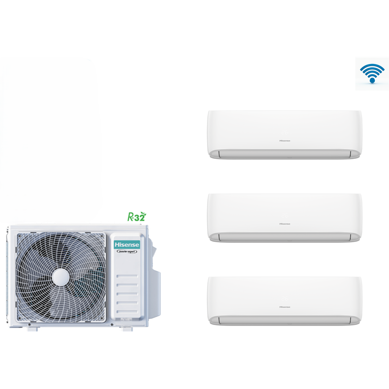 climatizzatore hisense trial split 9000+9000+12000 btu hi-comfort 7.0 kw wi-fi