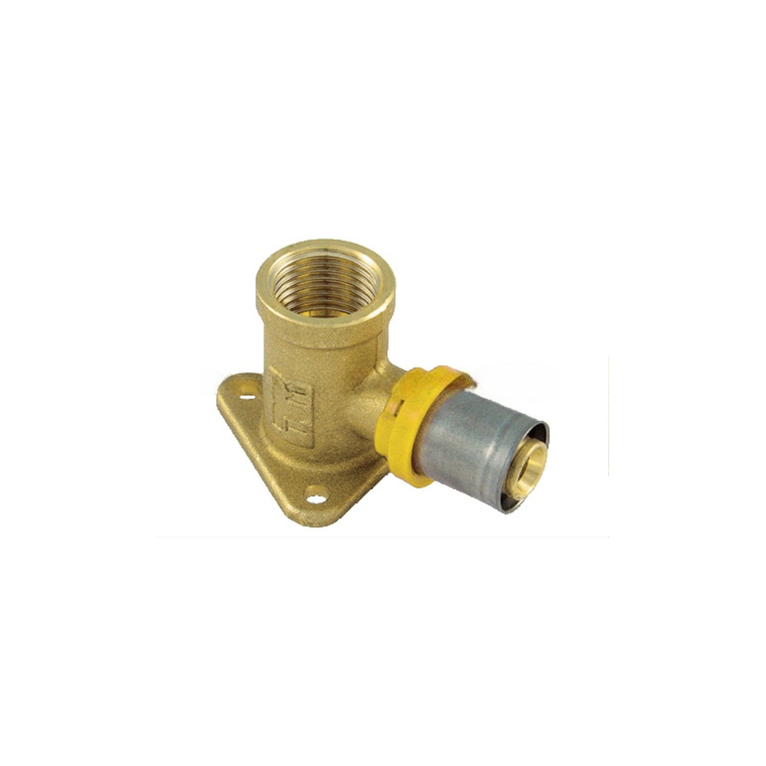 raccordo tiemme curvo femmina flangiato a pressare per gas diametro 16 x 1/2"