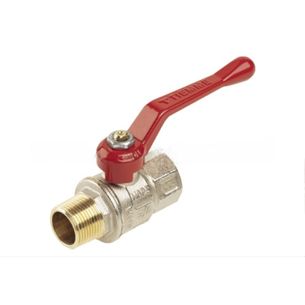 VALVOLA A SFERA TIEMME URAGANO PER ACQUA A PASSAGGIO TOTALE MASCHIO-FEMMINA CON LEVA IN ALLUMINIO ROSSA diametro 3/4