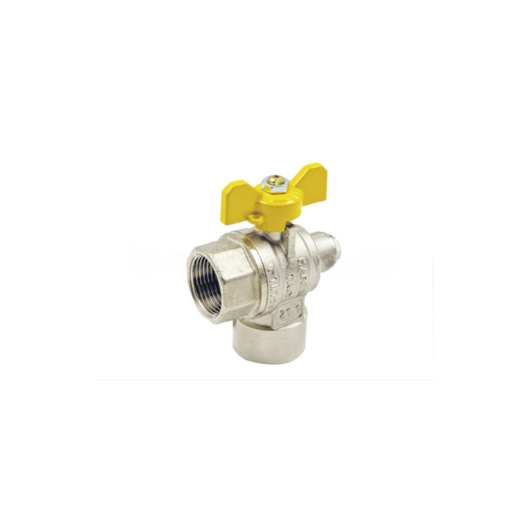 valvola a sfera tiemme a squadra a passaggio totale post contatore gas con presa di pressione e attacchi femmina diametro 3/4