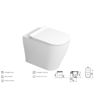 CERAMICA DOLOMITE VASO FILO MURO SERIE MIRTO 36x55 - SENZA BRIDA