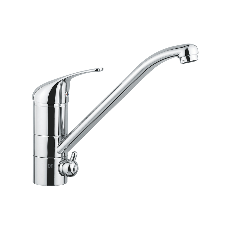 rubinetto cucina monocomando emmevi serie ambra a 3 vie con canna girevole - finitura cromo 