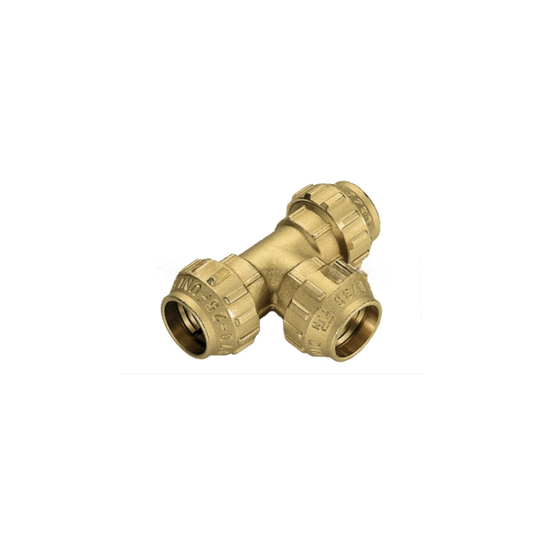 tiemme raccordo tee a compressione cobraring con tenuta o-ring ed ogiva in ottone per tubo pe-pehd pex 20 x 20 x 20 pn30